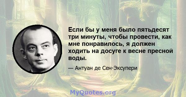 Если бы у меня было пятьдесят три минуты, чтобы провести, как мне понравилось, я должен ходить на досуге к весне пресной воды.