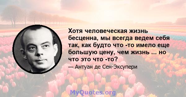 Хотя человеческая жизнь бесценна, мы всегда ведем себя так, как будто что -то имело еще большую цену, чем жизнь ... но что это что -то?