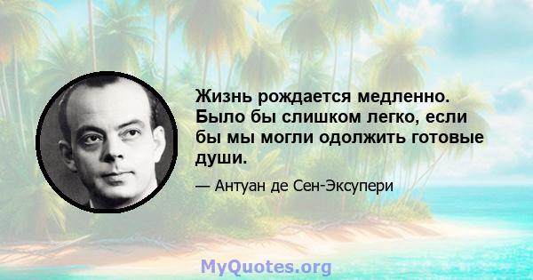 Жизнь рождается медленно. Было бы слишком легко, если бы мы могли одолжить готовые души.