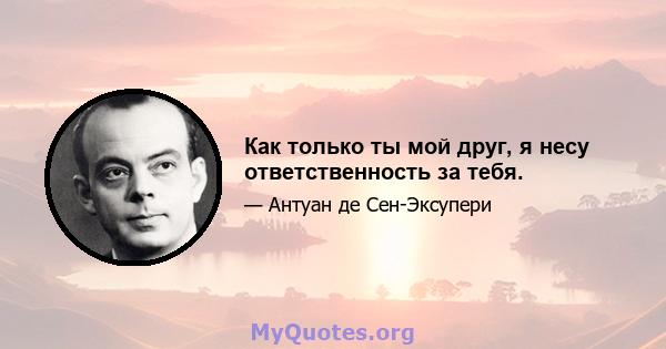 Как только ты мой друг, я несу ответственность за тебя.