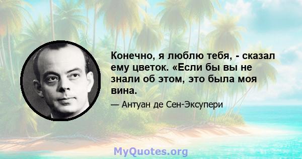 Конечно, я люблю тебя, - сказал ему цветок. «Если бы вы не знали об этом, это была моя вина.