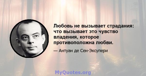 Любовь не вызывает страдания: что вызывает это чувство владения, которое противоположна любви.