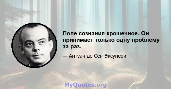 Поле сознания крошечное. Он принимает только одну проблему за раз.