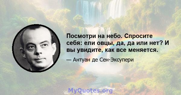 Посмотри на небо. Спросите себя: ели овцы, да, да или нет? И вы увидите, как все меняется.