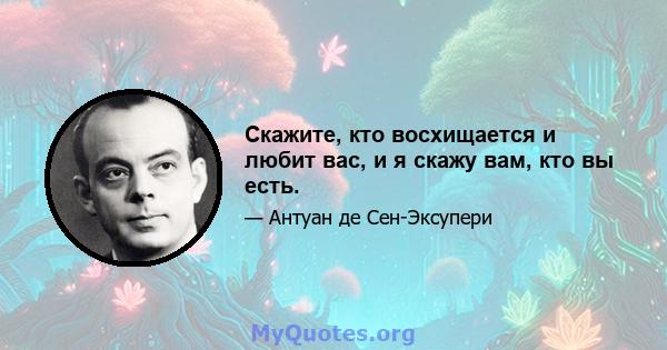 Скажите, кто восхищается и любит вас, и я скажу вам, кто вы есть.