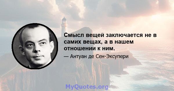 Смысл вещей заключается не в самих вещах, а в нашем отношении к ним.