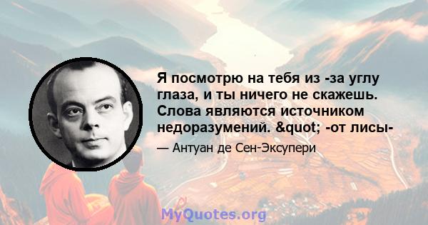 Я посмотрю на тебя из -за углу глаза, и ты ничего не скажешь. Слова являются источником недоразумений. " -от лисы-