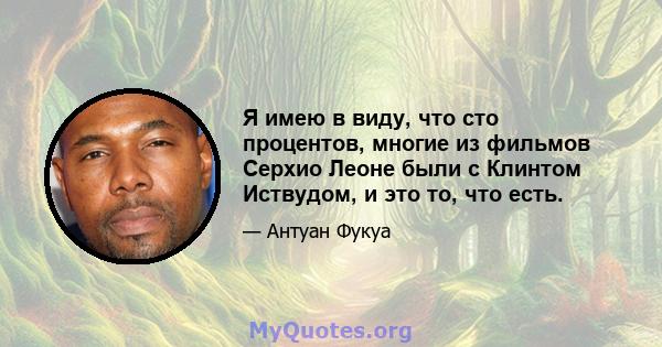 Я имею в виду, что сто процентов, многие из фильмов Серхио Леоне были с Клинтом Иствудом, и это то, что есть.