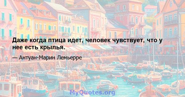 Даже когда птица идет, человек чувствует, что у нее есть крылья.