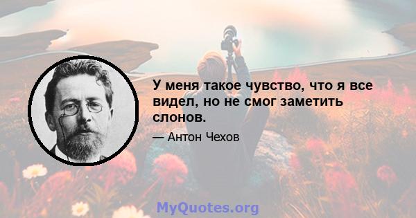 У меня такое чувство, что я все видел, но не смог заметить слонов.