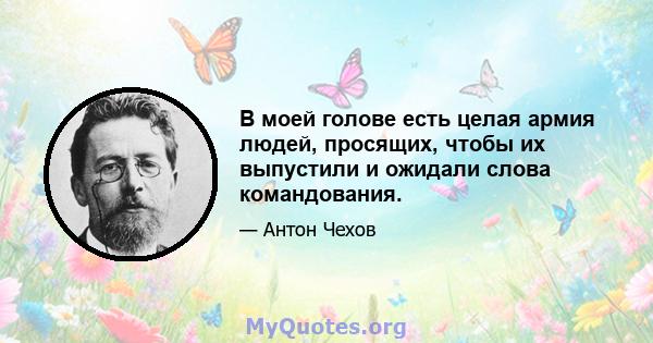 В моей голове есть целая армия людей, просящих, чтобы их выпустили и ожидали слова командования.