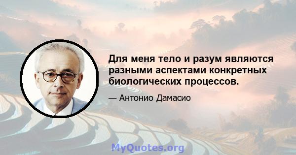 Для меня тело и разум являются разными аспектами конкретных биологических процессов.