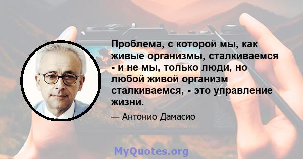 Проблема, с которой мы, как живые организмы, сталкиваемся - и не мы, только люди, но любой живой организм сталкиваемся, - это управление жизни.