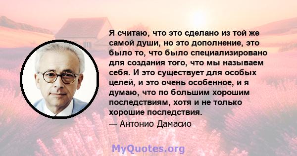 Я считаю, что это сделано из той же самой души, но это дополнение, это было то, что было специализировано для создания того, что мы называем себя. И это существует для особых целей, и это очень особенное, и я думаю, что 