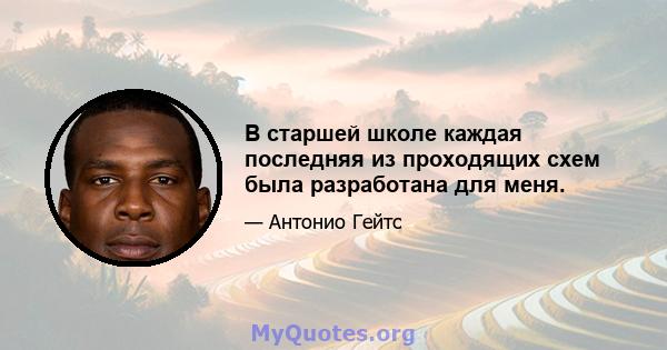 В старшей школе каждая последняя из проходящих схем была разработана для меня.