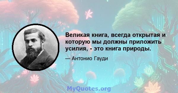 Великая книга, всегда открытая и которую мы должны приложить усилия, - это книга природы.