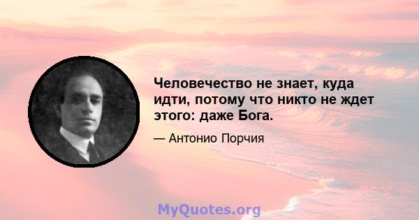 Человечество не знает, куда идти, потому что никто не ждет этого: даже Бога.