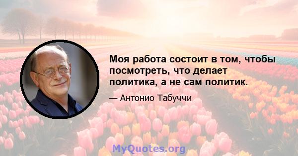 Моя работа состоит в том, чтобы посмотреть, что делает политика, а не сам политик.