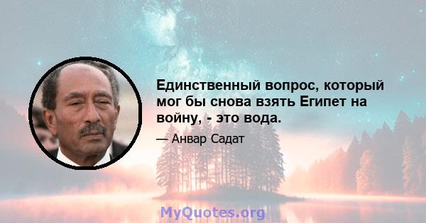 Единственный вопрос, который мог бы снова взять Египет на войну, - это вода.