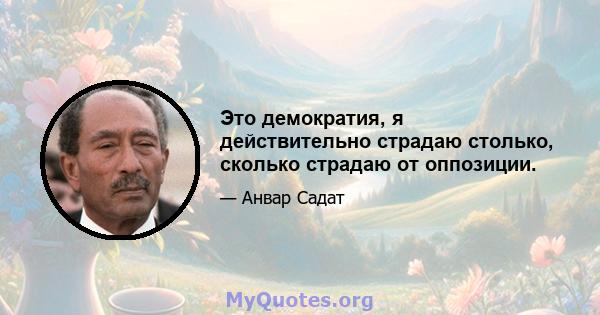 Это демократия, я действительно страдаю столько, сколько страдаю от оппозиции.