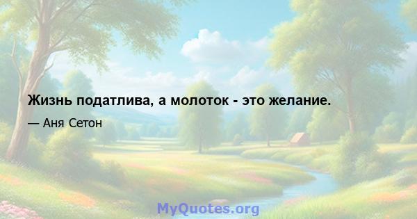 Жизнь податлива, а молоток - это желание.