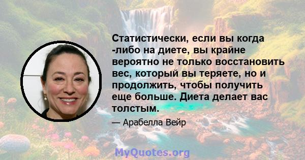 Статистически, если вы когда -либо на диете, вы крайне вероятно не только восстановить вес, который вы теряете, но и продолжить, чтобы получить еще больше. Диета делает вас толстым.