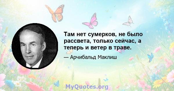 Там нет сумерков, не было рассвета, только сейчас, а теперь и ветер в траве.