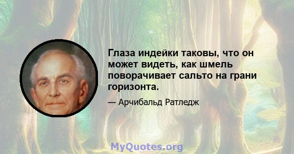 Глаза индейки таковы, что он может видеть, как шмель поворачивает сальто на грани горизонта.