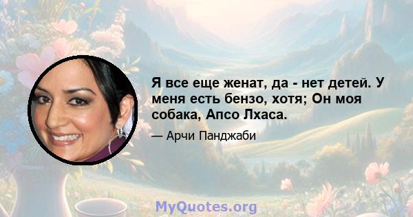 Я все еще женат, да - нет детей. У меня есть бензо, хотя; Он моя собака, Апсо Лхаса.