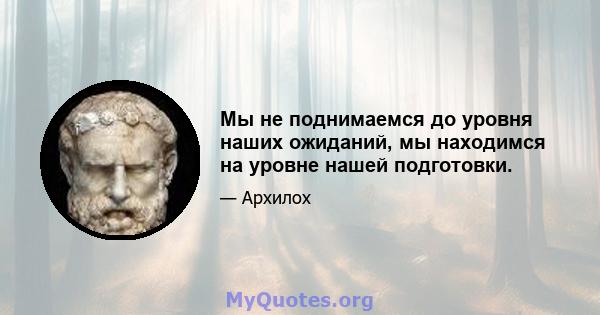 Мы не поднимаемся до уровня наших ожиданий, мы находимся на уровне нашей подготовки.