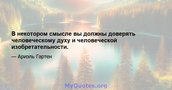 В некотором смысле вы должны доверять человеческому духу и человеческой изобретательности.