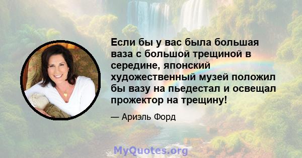 Если бы у вас была большая ваза с большой трещиной в середине, японский художественный музей положил бы вазу на пьедестал и освещал прожектор на трещину!