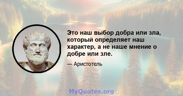 Это наш выбор добра или зла, который определяет наш характер, а не наше мнение о добре или зле.