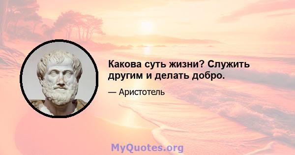 Какова суть жизни? Служить другим и делать добро.