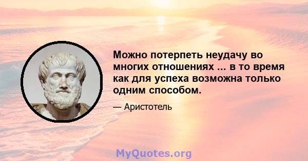 Можно потерпеть неудачу во многих отношениях ... в то время как для успеха возможна только одним способом.