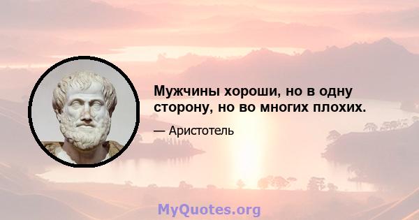 Мужчины хороши, но в одну сторону, но во многих плохих.