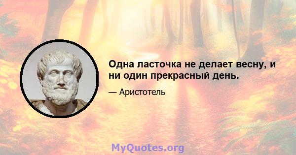 Одна ласточка не делает весну, и ни один прекрасный день.