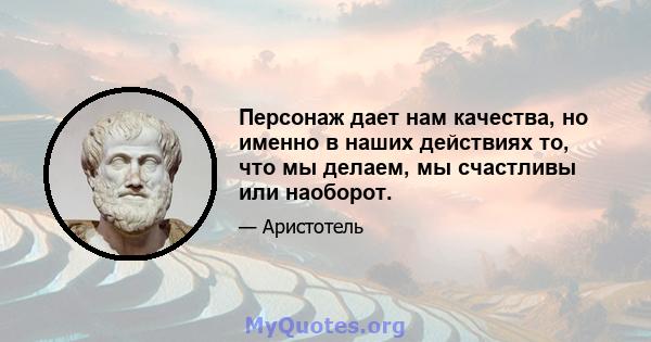 Персонаж дает нам качества, но именно в наших действиях то, что мы делаем, мы счастливы или наоборот.