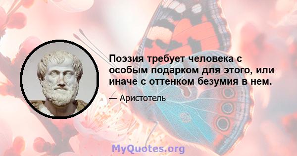 Поэзия требует человека с особым подарком для этого, или иначе с оттенком безумия в нем.