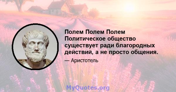 Полем Полем Полем Политическое общество существует ради благородных действий, а не просто общения.