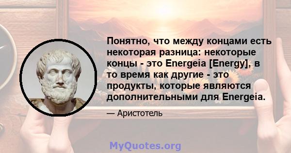 Понятно, что между концами есть некоторая разница: некоторые концы - это Energeia [Energy], в то время как другие - это продукты, которые являются дополнительными для Energeia.