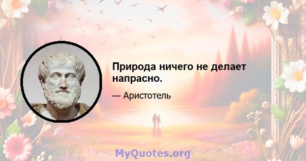 Природа ничего не делает напрасно.