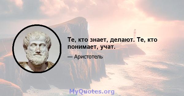 Те, кто знает, делают. Те, кто понимает, учат.