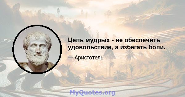 Цель мудрых - не обеспечить удовольствие, а избегать боли.