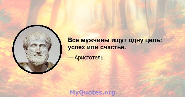 Все мужчины ищут одну цель: успех или счастье.