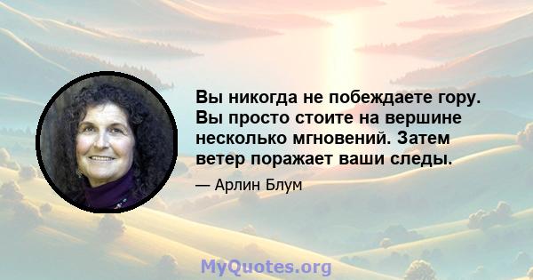 Вы никогда не побеждаете гору. Вы просто стоите на вершине несколько мгновений. Затем ветер поражает ваши следы.