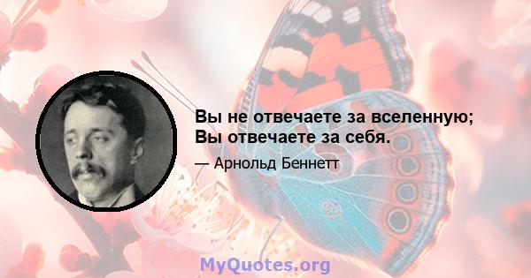 Вы не отвечаете за вселенную; Вы отвечаете за себя.