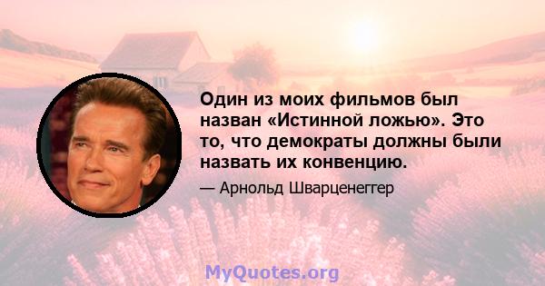 Один из моих фильмов был назван «Истинной ложью». Это то, что демократы должны были назвать их конвенцию.