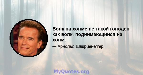 Волк на холме не такой голоден, как волк, поднимающийся на холм.