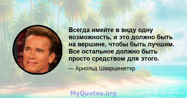 Всегда имейте в виду одну возможность, и это должно быть на вершине, чтобы быть лучшим. Все остальное должно быть просто средством для этого.